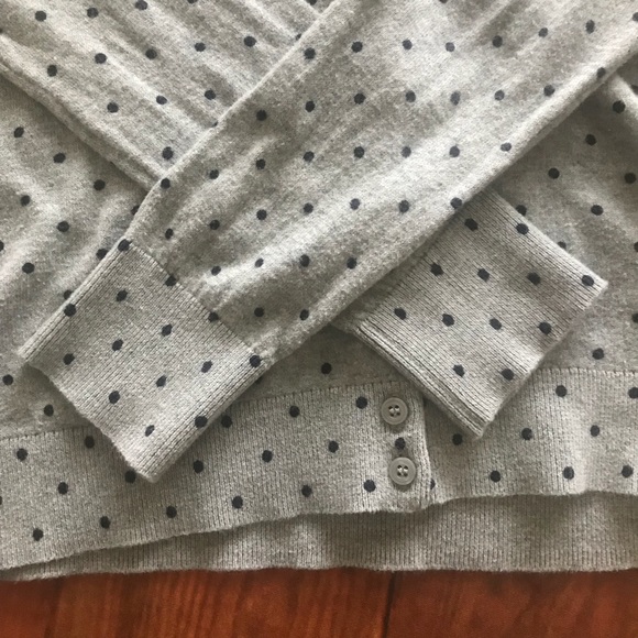 J Crew Gray The Caryn Cardigan w/ Blue Polka Dots - Picture 5 of 8
